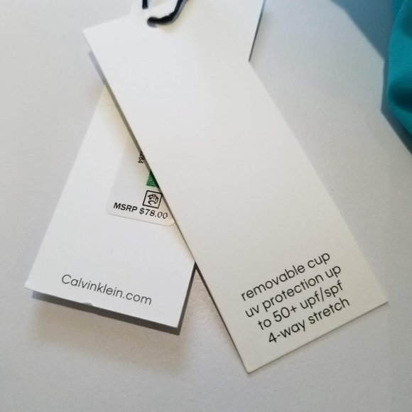 Calvin Klein V-Wire Bandeau Halter Tankini Top Tropical Waters - Picture 7 of 9